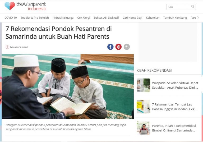 Ponpes Hidayatullah Samarinda ke-3 Terfavorit untuk si Buah Hati versi The Asian Parent